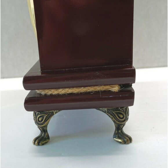 Cherry Wood Clock Mantel Desk Pomtrex Vintage Analog Footed Gold Trim 10 Inch - Picture 10 of 13
